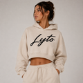 MINERAL WASHED SCRIPT CROP HOODIE